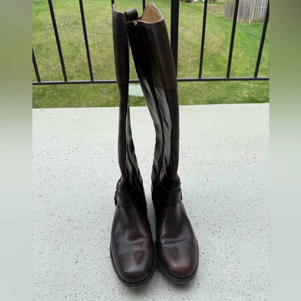 Frye Women's Knee High Dark Brown Riding Boots - Picture 12 of 13